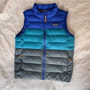 Patagonia Kids Blue and Tan Puffer Vest